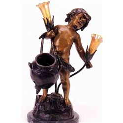 "WATER BEARER" BRONZE SCULPTURE LAMP - A. MOREAU