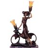 Image 1 : "THE BICYCLE SPRING TIME" BRONZE SCULPTURE LAMP INSPIRED - ICART