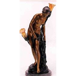  NUDE GIRL  BRONZE SCULPTURE LAMP - FALCONET