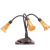 Image 1 : "TRIPLE LOTUS BUT" BRONZE SCULPTURE LAMP - TIFFANY