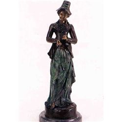 "VICTORIAN WOMAN" BRONZE SCULPTURE - A. MOREAU