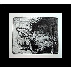 Rembrandt Erotic Sketch Lithograph