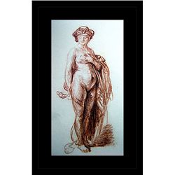 Rembrandt Erotic Sketch Lithograph