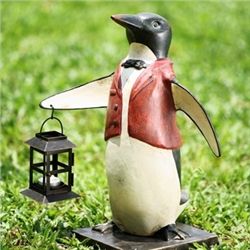 PENGUINE WAITER LANTERN CANDLE HOLDER