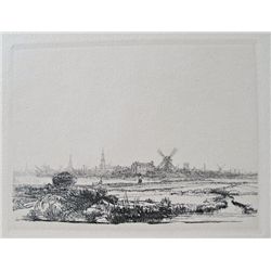 Rembrandt VIEW OF AMSTERDAM FROM THE NORTHWEST Etching