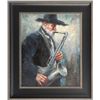 Image 1 : "OLD MAN WITH SAXS" - ORIGINAL OIL ON CANVAS