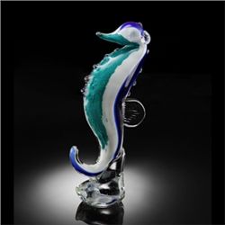 BLUE ART GLASS SEAHORSE