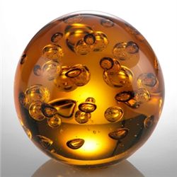 ART GLASS AMBER BUBBLE SPHERE 3" DIA