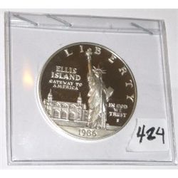 RARE PROOF 1986 STATUE OF LIBERTY SILVER DOLLAR *RARE PROOF HIGH GRADE*! COIN CAME OUT OF SAFE!!