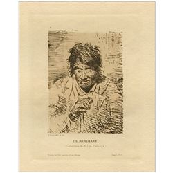 Francisco Goya (Circle of) Original etching "Un mendiant"