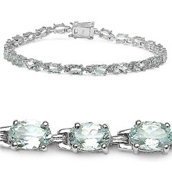 Aquamarine & Sterling Silver Bracelet.