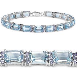 Blue Topaz, Tanzanite & Strl. Slvr. Bracelet