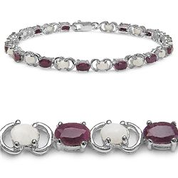 Rubies, Opals & Sterling Silver Bracelet.