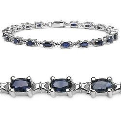 Blue Sapphire & Sterling Silver Bracelet