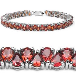 Orange Sapphire & Sterling Silver Bracelet.