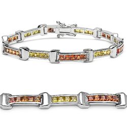 Orange & Yellow Sapphires in Strl. Slvr. Bracelet