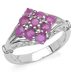 1.32 CARAT GENUINE RUBY & WHITE TOPAZ .925 STERLING SILVER RING