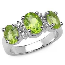 2.93 CARAT GENUINE PERIDOT & WHITE TOPAZ .925 STERLING SILVER RING