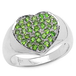 1.02 CARAT GENUINE CHROME DIOPSIDE .925 STERLING SILVER RING