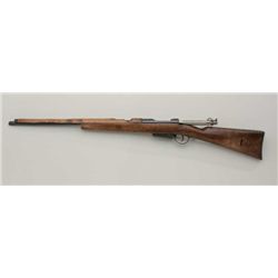 Steyr straight pull rifle, 8mm cal., #4357,  working action, good bore, missing barrel  bands and lo