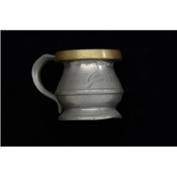 Half-Gill cup marked Sheffield and engraved  on bottom (Angel  & crown, green street)  which may be 
