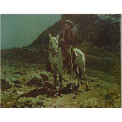 Color print entitled “Contemplating” by famed  Western artist Frank Tenney Johnson, from  the Johnso