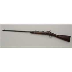 Springfield Model 1878 Trapdoor Rifle in 45  –70 caliber, serial #46936. Stock has been  cut down an