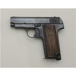 Spanish Unique semi-auto pistol, 7.65mm cal.,  3” barrel, blue finish, checkered horn  grips, #55564