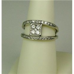 Dazzling 10 karat white gold ladies designer  inspired ring fine set with 28 round  brilliant cut di