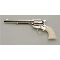 Colt single action Army revolver .45 caliber,  7 ½ inch barrel factory nickel finish with  medallion