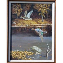 Oil painting on artist board signed lower  left Russ Johnson approximately 24” x 17.5”.  An excellen