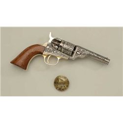 Colt Pocket conversion, .36 cal., 3-1/2”  barrel, wood grips, modern scroll engraving  by Phil Hudso