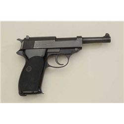 Walther P1 DA semi-auto pistol, 9mm cal., mat  black finish, import-marked, checkered black  grips, 