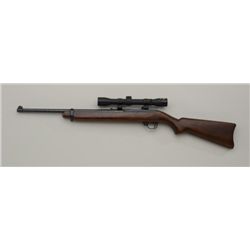 Ruger semi-auto carbine, .44 Magnum cal.,  18-1/2” barrel, blue finish, wood stock,  #7535 mounted w