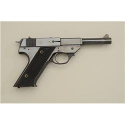 Hi-Standard Model G 380 semi-auto pistol,  .380 cal., 5” barrel, blue finish, checkered  black grips
