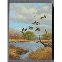 Original oil painting on ball signed lower  right Smallwood. Approximately 24” x 18”  unframed. From