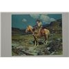 Image 1 : Color print by noted Western artist Frank  Tenney Johnson  (1874-1939) entitled  “Somewhere on the R