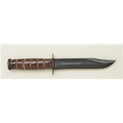 K-Bar military fighting knife marked  “U.S.M.C.” with stacked leather discs grip in  overall very go
