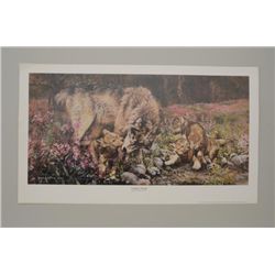 Color print entitled “Family Feud” by Charlen  Jeffery, S.A.A., approx. 15” x 25-1/2”  showing a mot