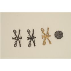 Lost of three insignia for Cavalry. One 7th  Cav Company F, one 4th Cav Company A, one  gold-plated 