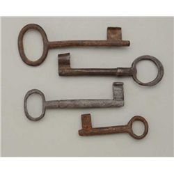 Lot of 4 antique jail lock keys; great  display pieces.  Est.:  $50-$100.