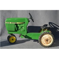 Child’s metal John Deere pedal tractor,  approx. 33” long by 21” in height and 18”  wide at the rear