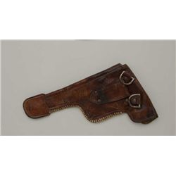 Tooled leather and chamois lined older  holster appearing to fit a Broomhandle Mauser  pistol in ove