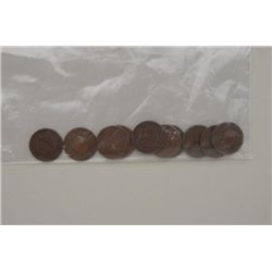 Lot of 10 total US 2 cent copper coins  various conditions as circulated. Seldom  encountered.  Est.