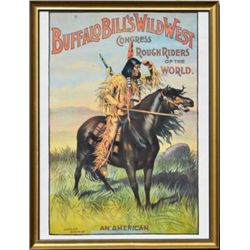 Framed modern color print by the Buffalo Bill  Historical Center of one of Buffalo Bill’s  Wild West