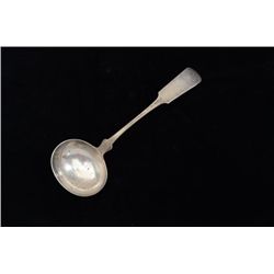 Lot of antique serving utensils including, a  hallmarked ladle marked John A. Cole with  initials R.