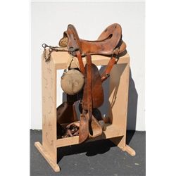 McClellan Cavalry saddle, 12 inch seat;  “W.S.” inspected, 1918 dated with cinch, bit,  canteen, sti