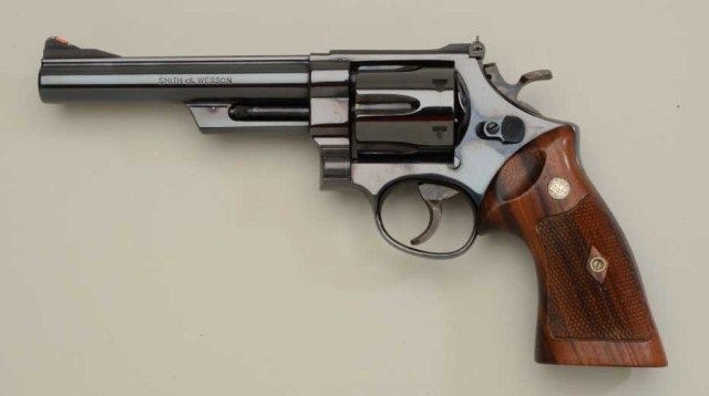 Smith & Wesson Model 57 DA revolver in factory wood display case with ...
