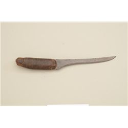 I.Wilson trade knife with Indian wrapped  tacked grip. Blade shows use and sharpening.  Would be gre