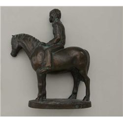 Bronze of Indian maiden on horse, approx. 11”  in height, 10” long and 4” wide with  beautiful dark 